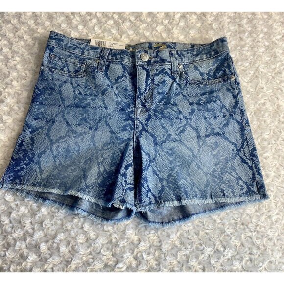 Seven7 Women's Weekend Short 5" Inseam Fray Hem Python Indigo Denim Short Size 8 - Picture 2 of 11